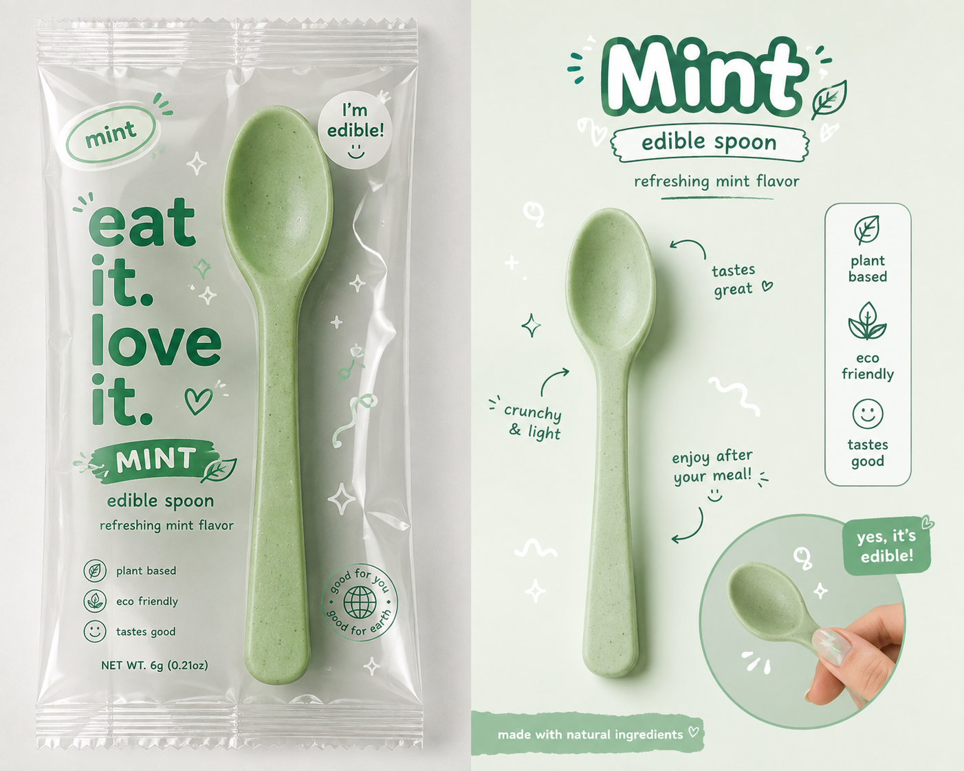 Polynex Mint edible spoon packaging